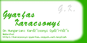 gyarfas karacsonyi business card